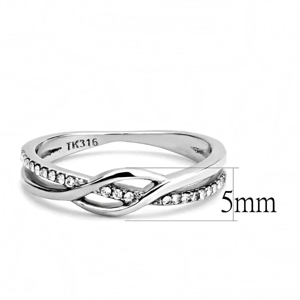 Silver Rings for Women 316L Stainless Steel DA157 - AAA Grade Cubic Zirconia in Clear - Jewelry Store by Erik Rayo
