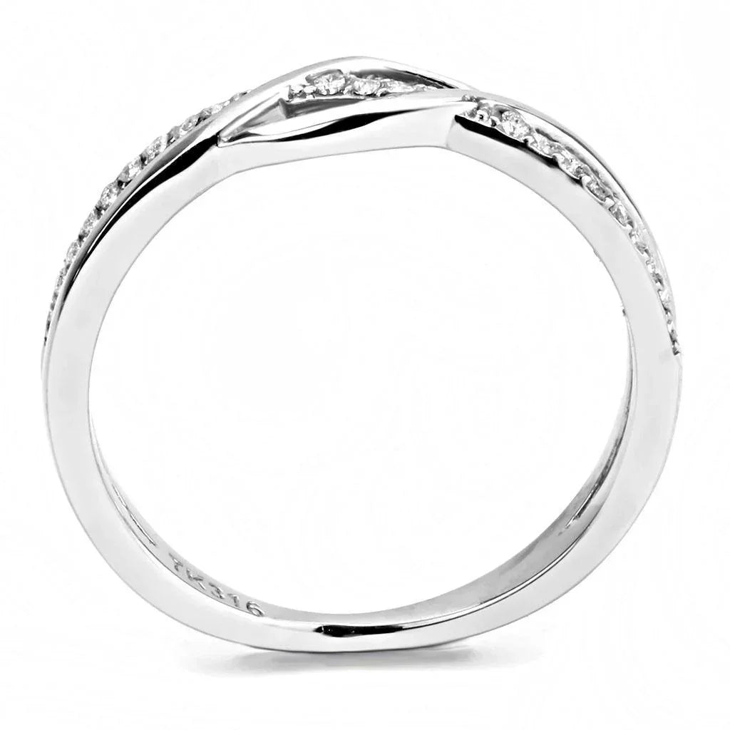 Silver Rings for Women 316L Stainless Steel DA157 - AAA Grade Cubic Zirconia in Clear - Jewelry Store by Erik Rayo