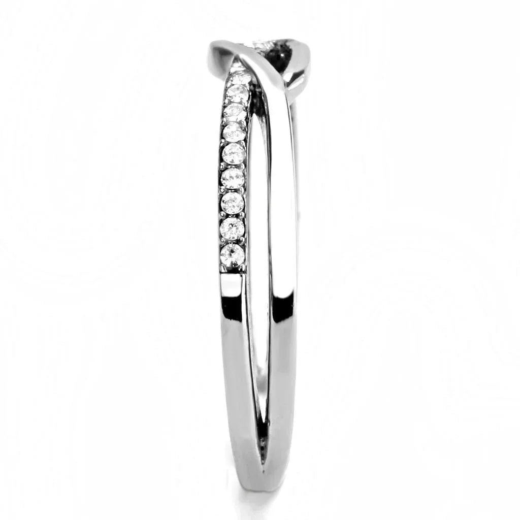 Silver Rings for Women 316L Stainless Steel DA157 - AAA Grade Cubic Zirconia in Clear - Jewelry Store by Erik Rayo
