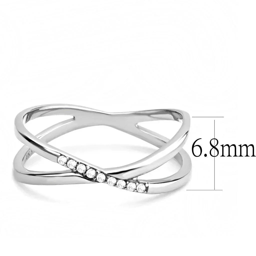 Silver Rings for Women 316L Stainless Steel DA158 - AAA Grade Cubic Zirconia in Clear - Jewelry Store by Erik Rayo