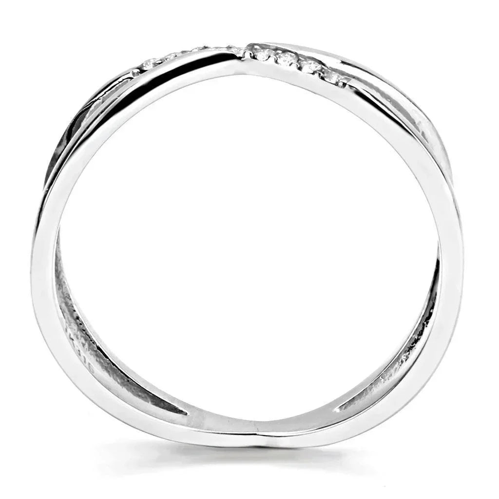 Silver Rings for Women 316L Stainless Steel DA158 - AAA Grade Cubic Zirconia in Clear - Jewelry Store by Erik Rayo