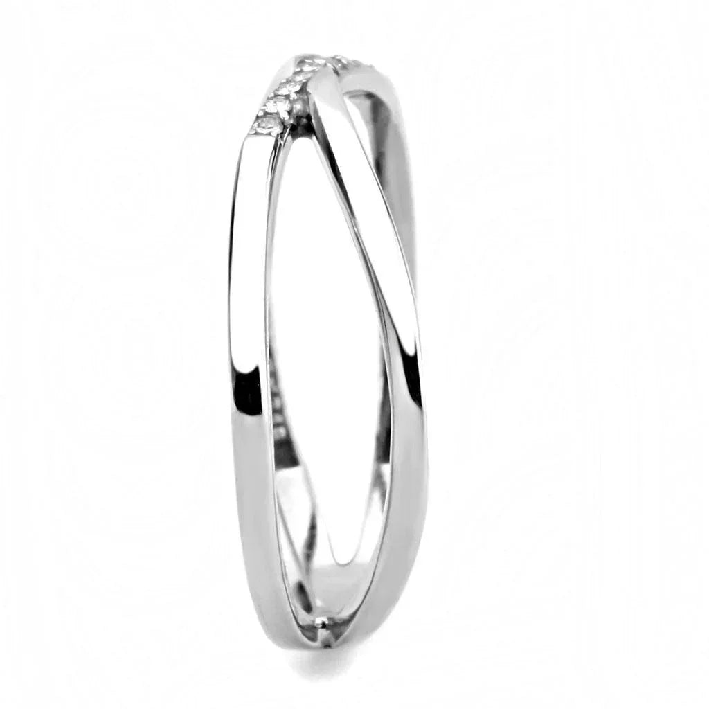 Silver Rings for Women 316L Stainless Steel DA158 - AAA Grade Cubic Zirconia in Clear - Jewelry Store by Erik Rayo