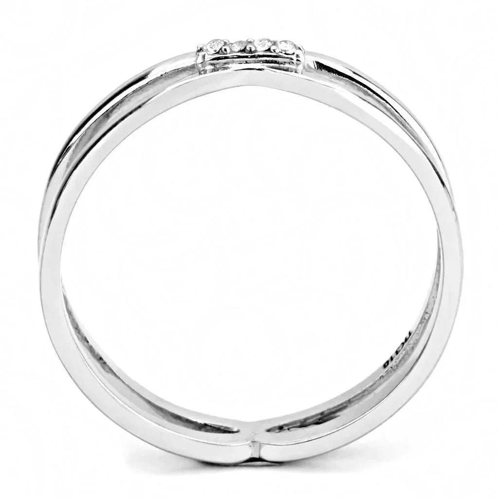 Silver Rings for Women 316L Stainless Steel DA160 - AAA Grade Cubic Zirconia in Clear - Jewelry Store by Erik Rayo