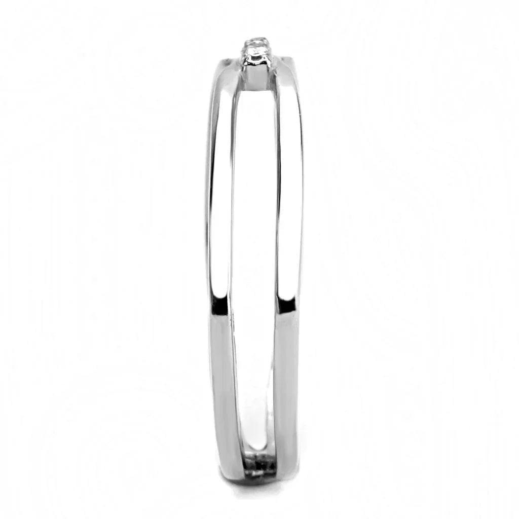 Silver Rings for Women 316L Stainless Steel DA160 - AAA Grade Cubic Zirconia in Clear - Jewelry Store by Erik Rayo