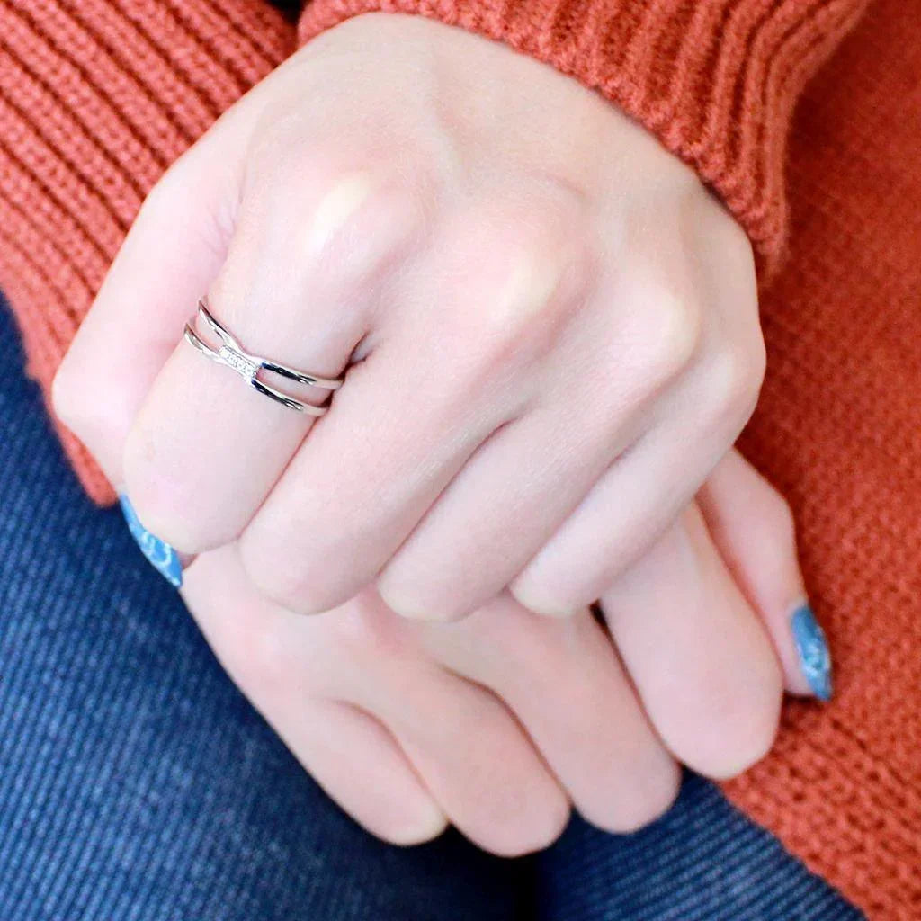 Silver Rings for Women 316L Stainless Steel DA160 - AAA Grade Cubic Zirconia in Clear - Jewelry Store by Erik Rayo
