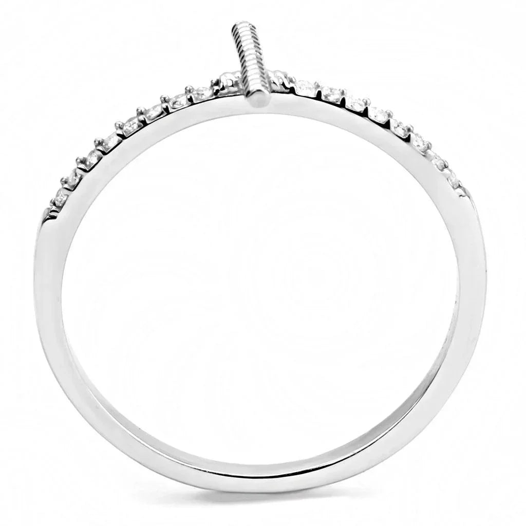 Silver Rings for Women 316L Stainless Steel DA161 - AAA Grade Cubic Zirconia in Clear - Jewelry Store by Erik Rayo