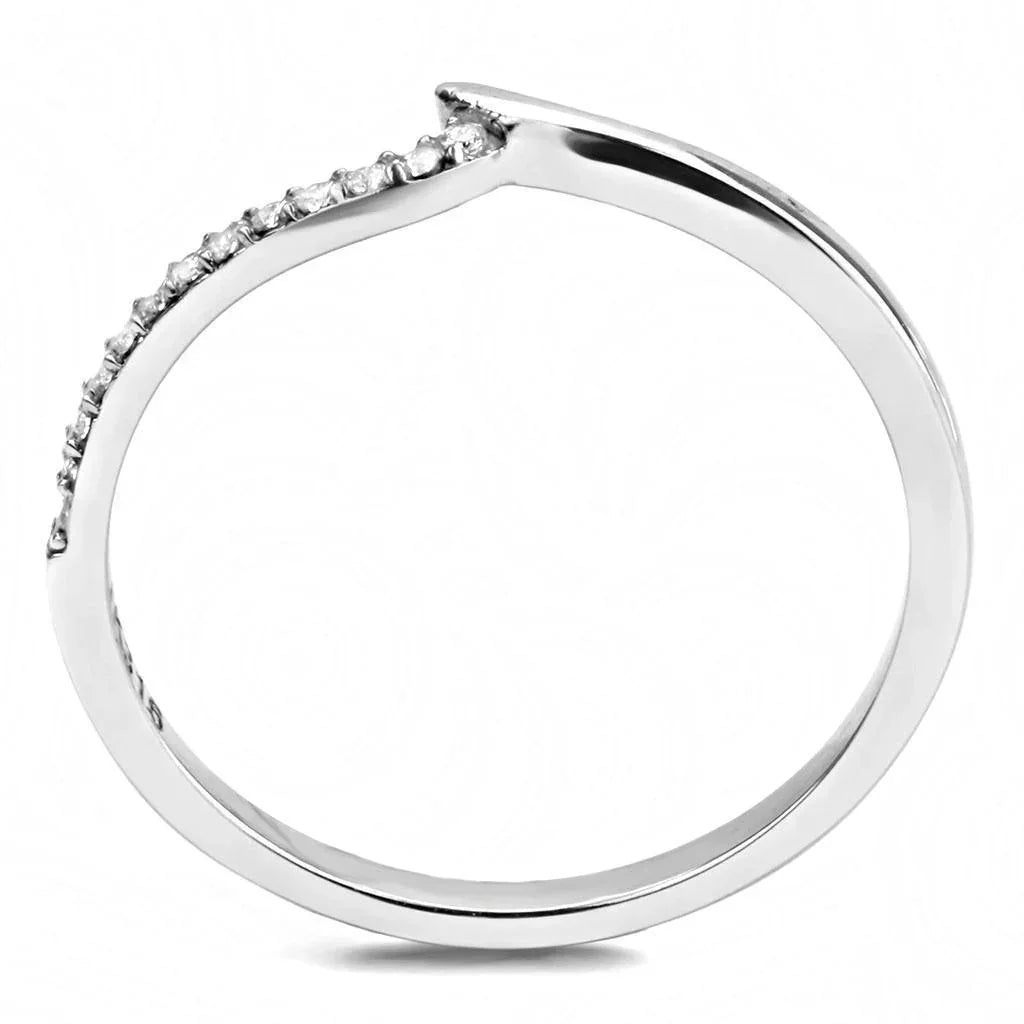 Silver Rings for Women 316L Stainless Steel DA162 - AAA Grade Cubic Zirconia in Clear - Jewelry Store by Erik Rayo