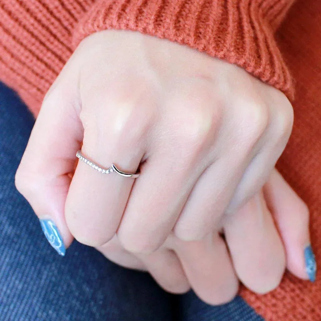 Silver Rings for Women 316L Stainless Steel DA162 - AAA Grade Cubic Zirconia in Clear - Jewelry Store by Erik Rayo