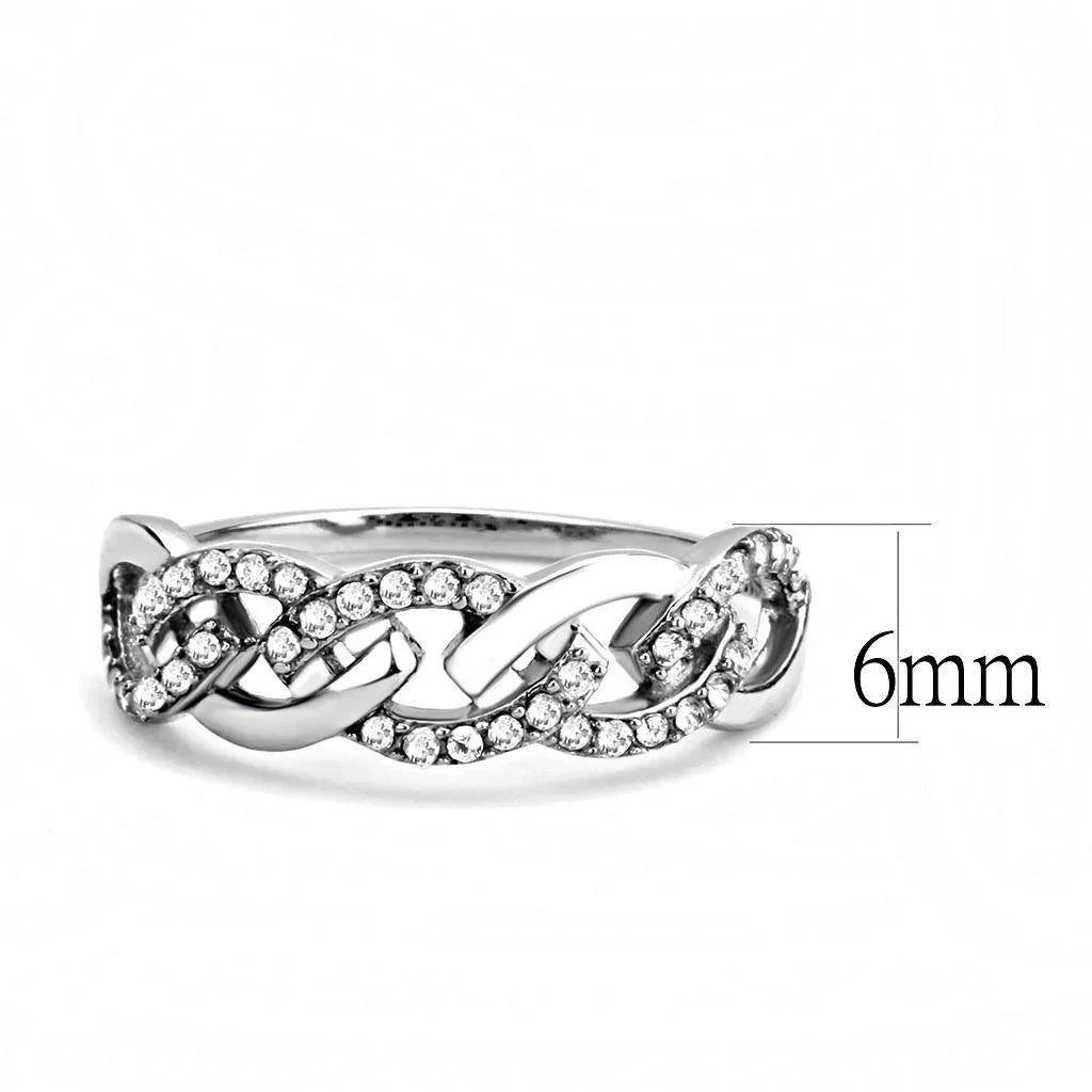 Silver Rings for Women 316L Stainless Steel DA163 - AAA Grade Cubic Zirconia in Clear - Jewelry Store by Erik Rayo