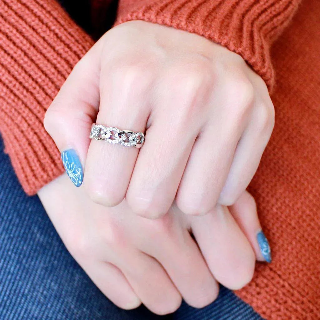 Silver Rings for Women 316L Stainless Steel DA163 - AAA Grade Cubic Zirconia in Clear - Jewelry Store by Erik Rayo