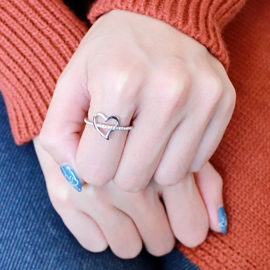 Silver Rings for Women 316L Stainless Steel DA164 - AAA Grade Cubic Zirconia in Clear - Jewelry Store by Erik Rayo