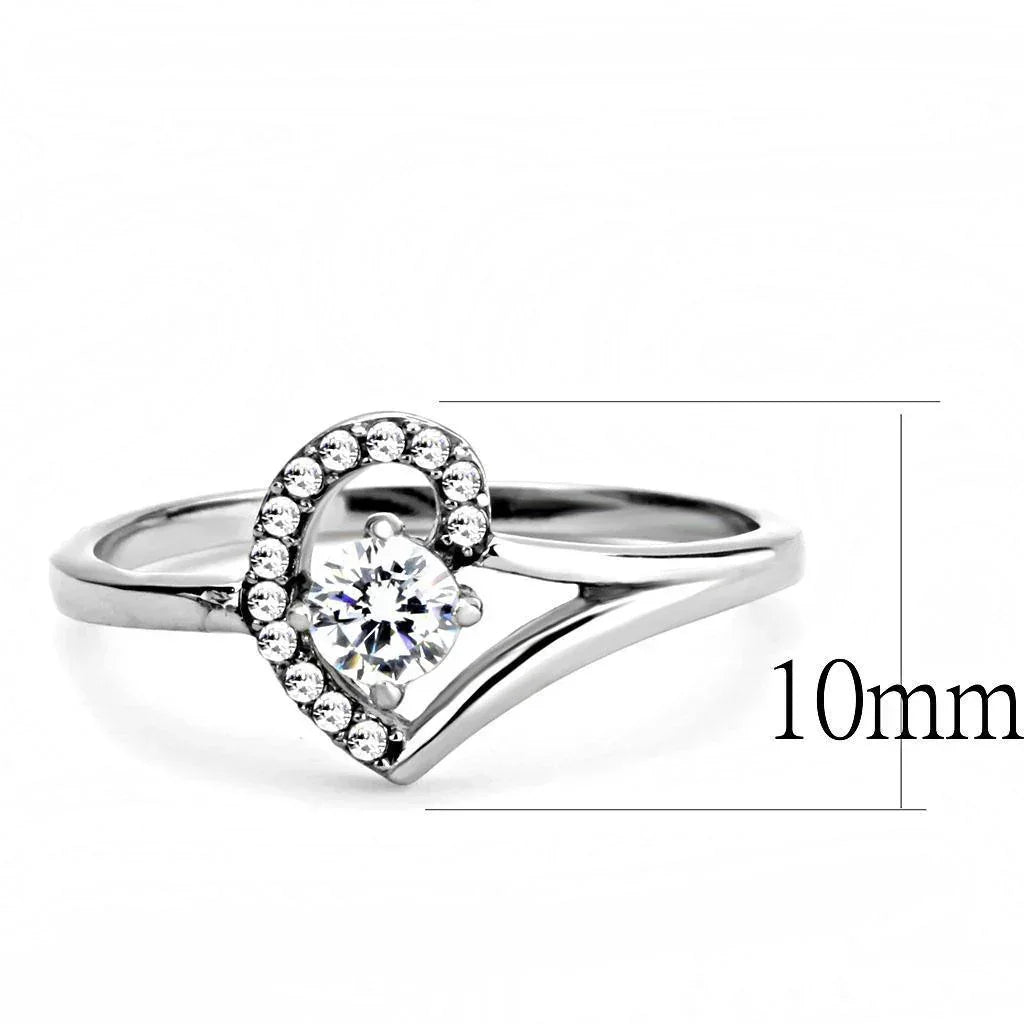 Silver Rings for Women 316L Stainless Steel DA165 - AAA Grade Cubic Zirconia in Clear - Jewelry Store by Erik Rayo