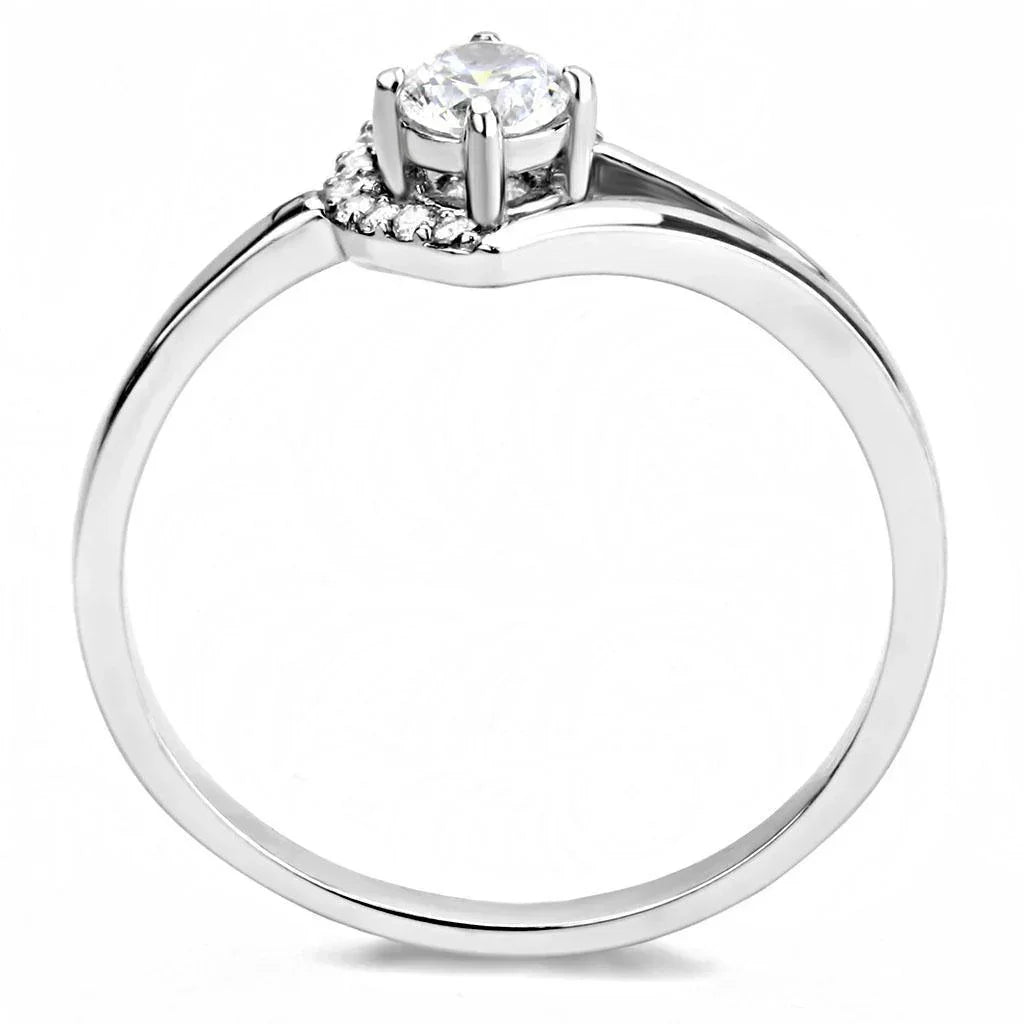 Silver Rings for Women 316L Stainless Steel DA165 - AAA Grade Cubic Zirconia in Clear - Jewelry Store by Erik Rayo