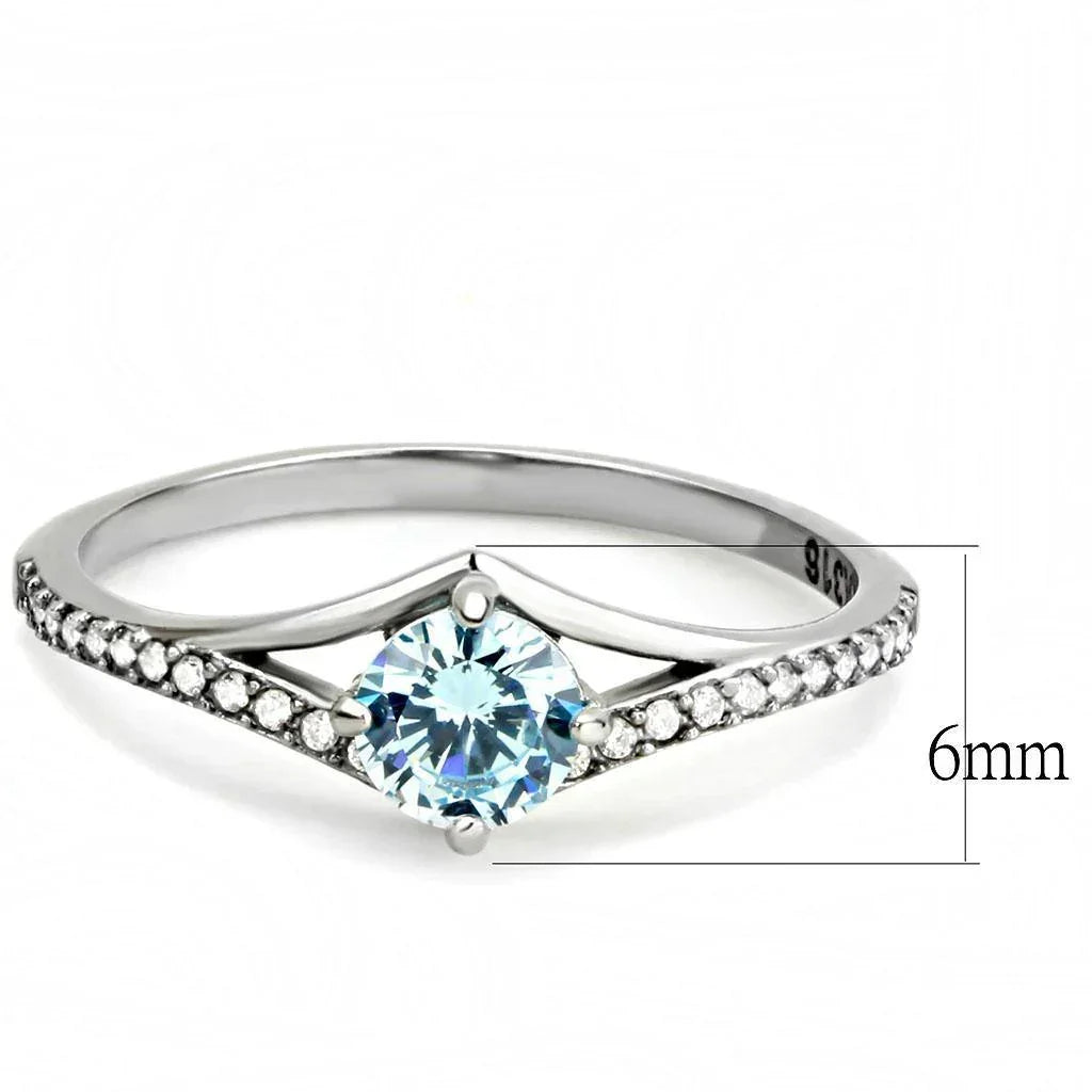 Silver Rings for Women 316L Stainless Steel DA167 - AAA Grade Cubic Zirconia in Sea Blue - Jewelry Store by Erik Rayo