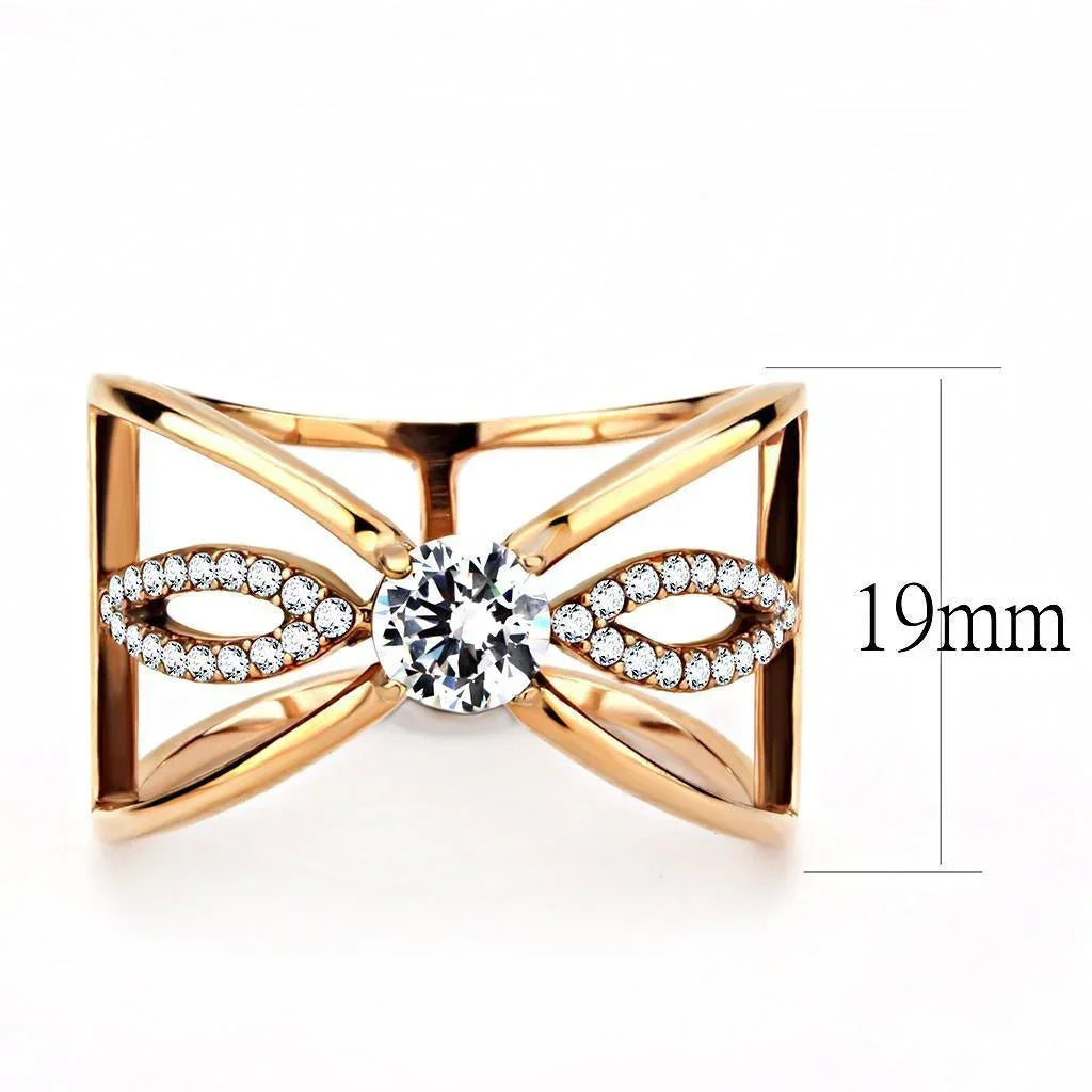 Rings for Women Rose Gold 316L Stainless Steel DA169 - AAA Grade Cubic Zirconia in Clear - Jewelry Store by Erik Rayo