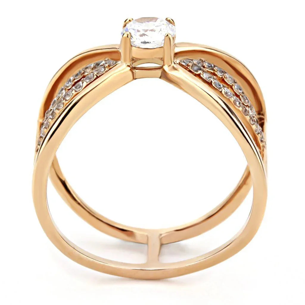 Rings for Women Rose Gold 316L Stainless Steel DA169 - AAA Grade Cubic Zirconia in Clear - Jewelry Store by Erik Rayo