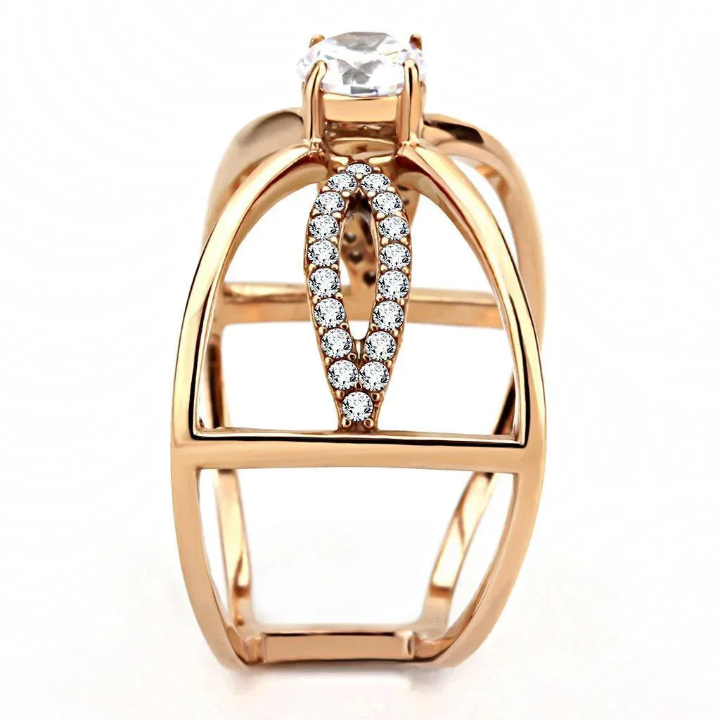 Rings for Women Rose Gold 316L Stainless Steel DA169 - AAA Grade Cubic Zirconia in Clear - Jewelry Store by Erik Rayo