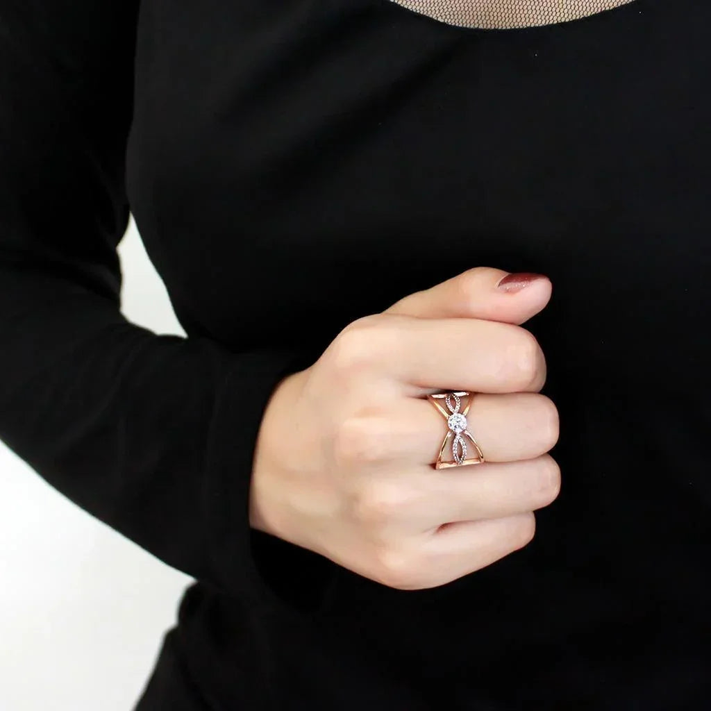 Rings for Women Rose Gold 316L Stainless Steel DA169 - AAA Grade Cubic Zirconia in Clear - Jewelry Store by Erik Rayo