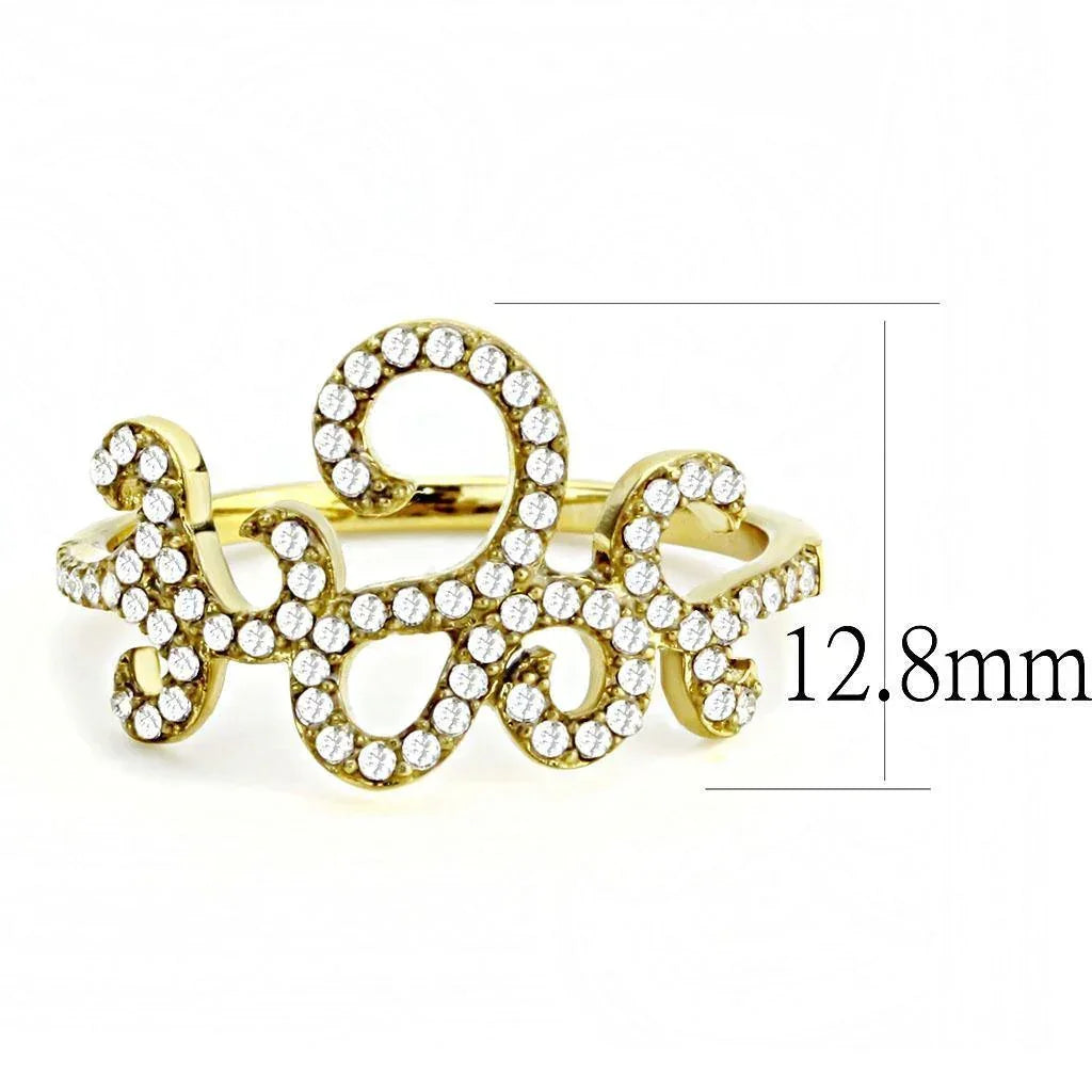 Gold Rings for Women 316L Stainless Steel DA170 - AAA Grade Cubic Zirconia in Clear - Jewelry Store by Erik Rayo