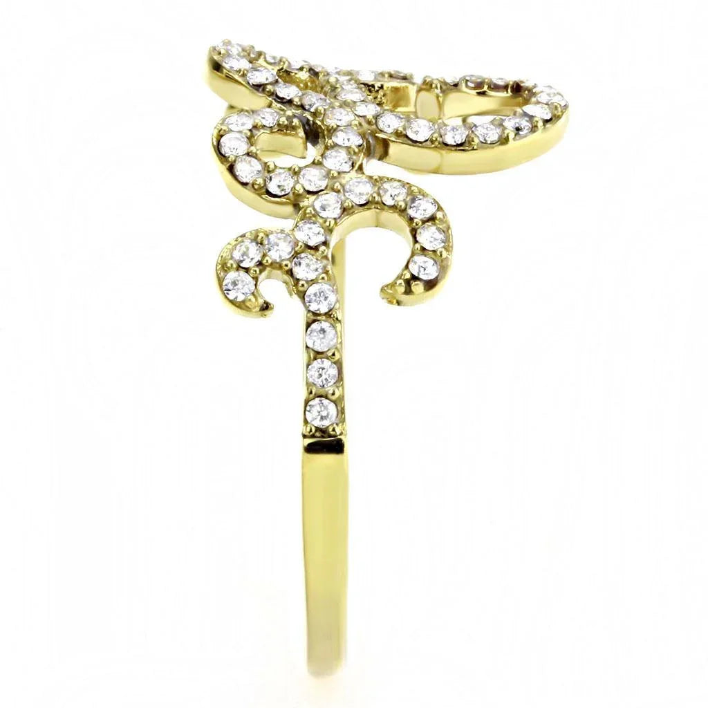 Gold Rings for Women 316L Stainless Steel DA170 - AAA Grade Cubic Zirconia in Clear - Jewelry Store by Erik Rayo