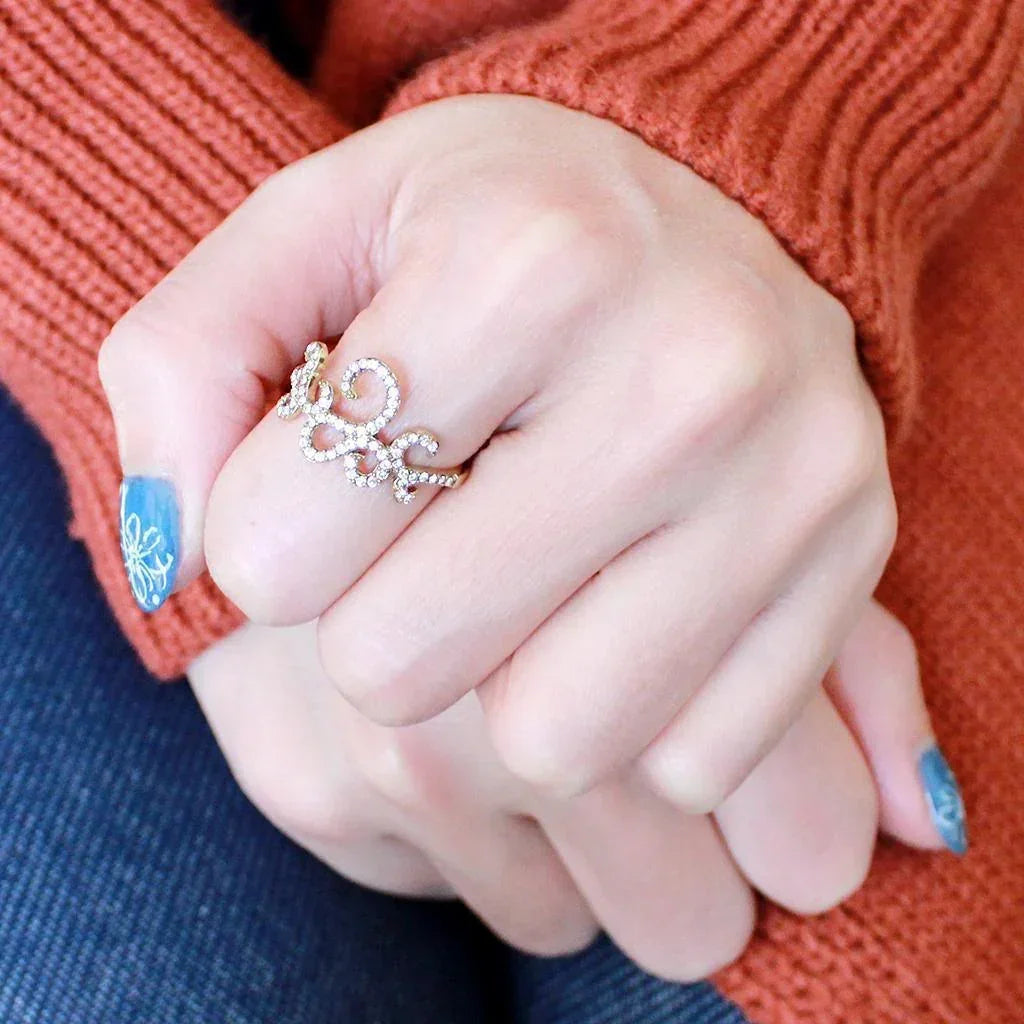 Gold Rings for Women 316L Stainless Steel DA170 - AAA Grade Cubic Zirconia in Clear - Jewelry Store by Erik Rayo