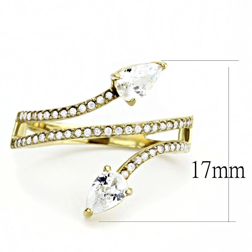 Gold Rings for Women 316L Stainless Steel DA171 - AAA Grade Cubic Zirconia in Clear - Jewelry Store by Erik Rayo
