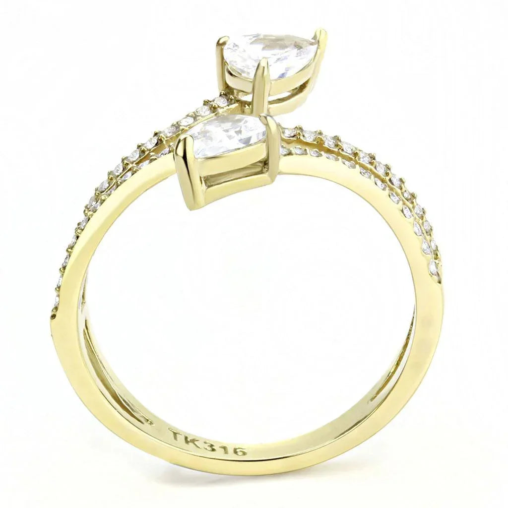 Gold Rings for Women 316L Stainless Steel DA171 - AAA Grade Cubic Zirconia in Clear - Jewelry Store by Erik Rayo