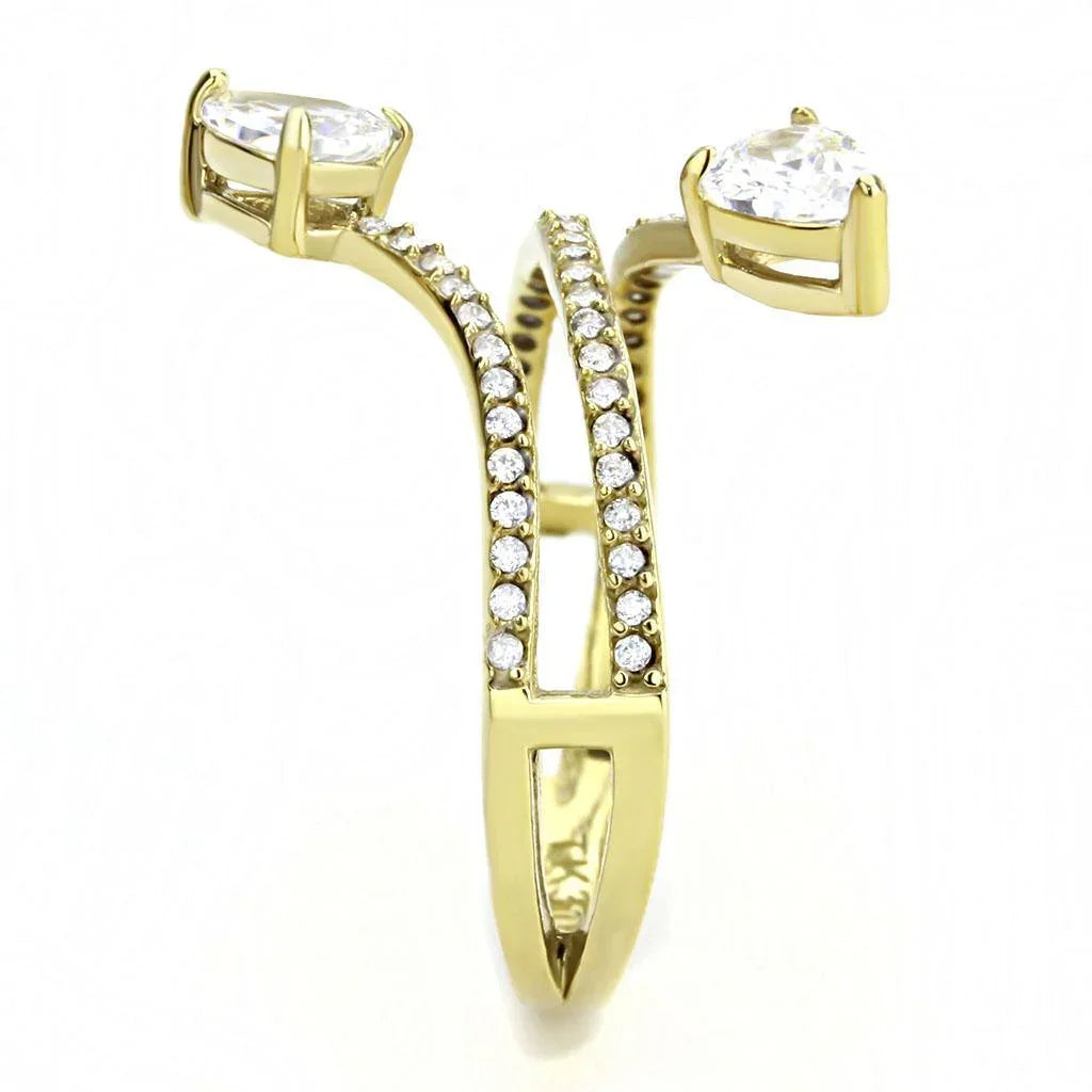Gold Rings for Women 316L Stainless Steel DA171 - AAA Grade Cubic Zirconia in Clear - Jewelry Store by Erik Rayo