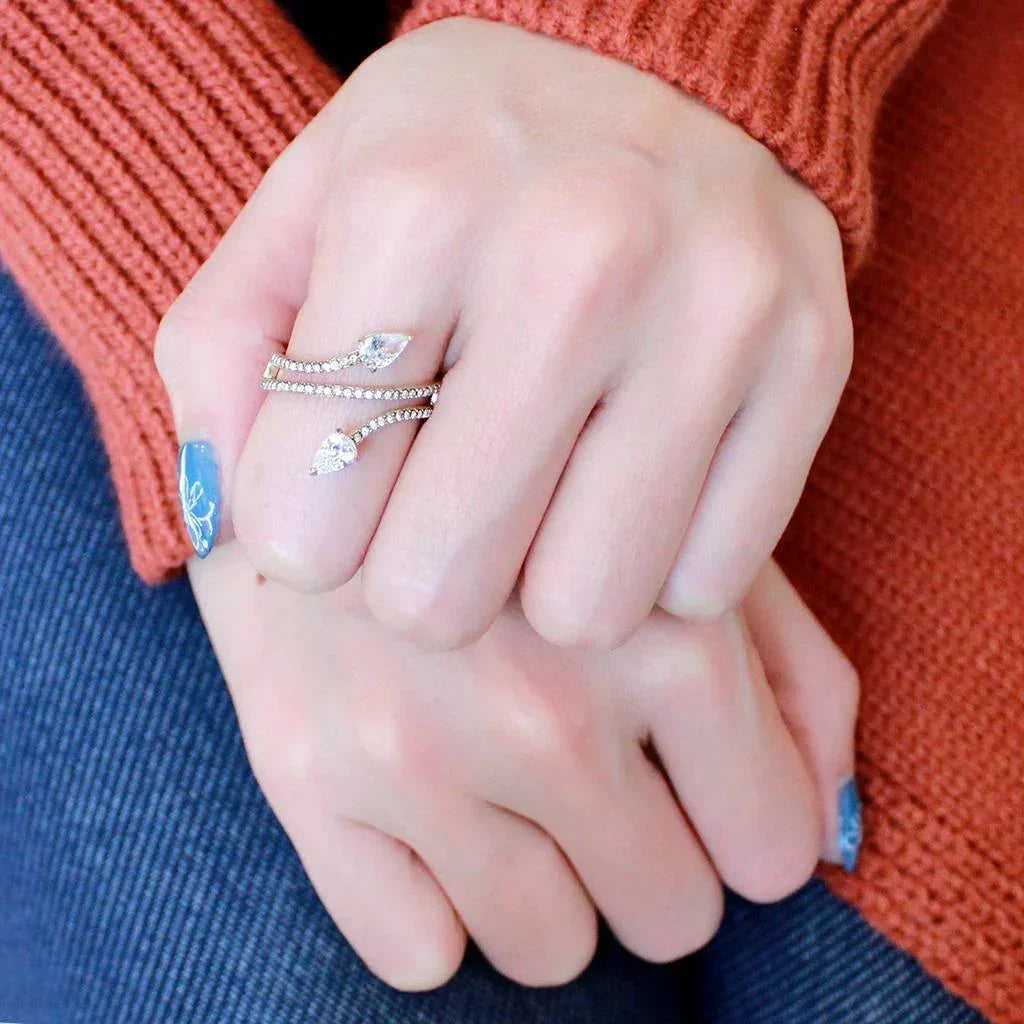 Gold Rings for Women 316L Stainless Steel DA171 - AAA Grade Cubic Zirconia in Clear - Jewelry Store by Erik Rayo