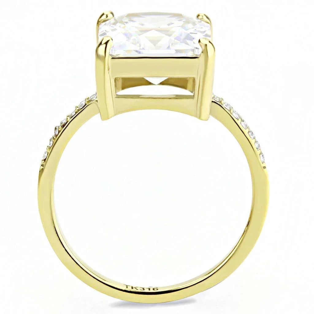 Gold Rings for Women 316L Stainless Steel DA172 - AAA Grade Cubic Zirconia in Clear - Jewelry Store by Erik Rayo