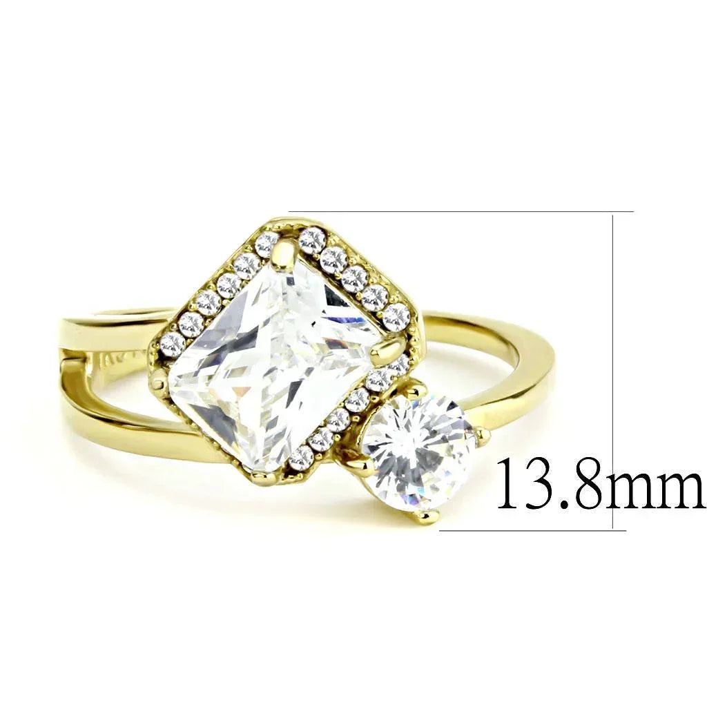Gold Rings for Women 316L Stainless Steel DA173 - AAA Grade Cubic Zirconia in Clear - Jewelry Store by Erik Rayo
