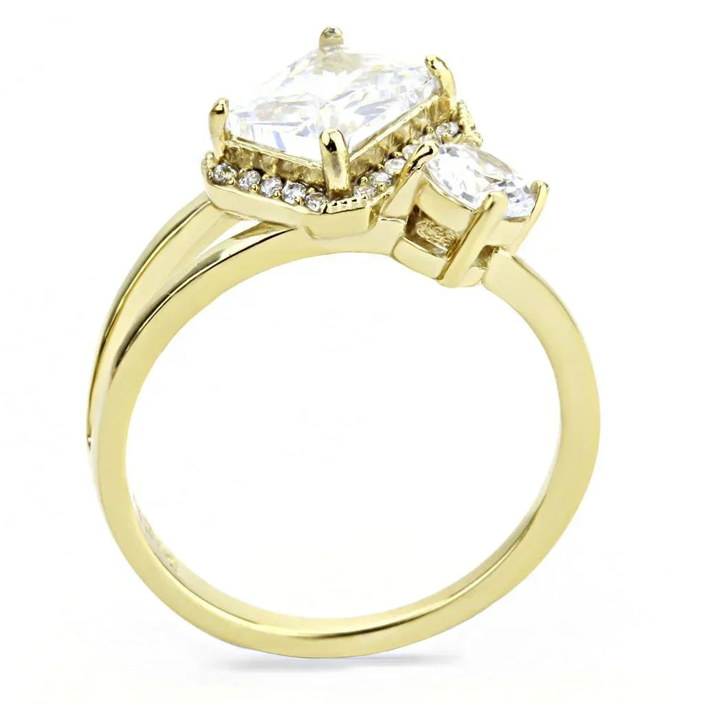 Gold Rings for Women 316L Stainless Steel DA173 - AAA Grade Cubic Zirconia in Clear - Jewelry Store by Erik Rayo