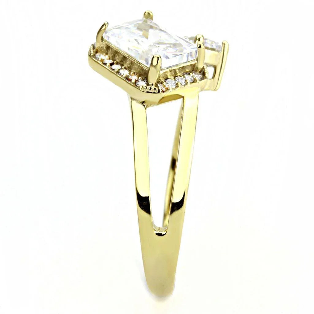 Gold Rings for Women 316L Stainless Steel DA173 - AAA Grade Cubic Zirconia in Clear - Jewelry Store by Erik Rayo