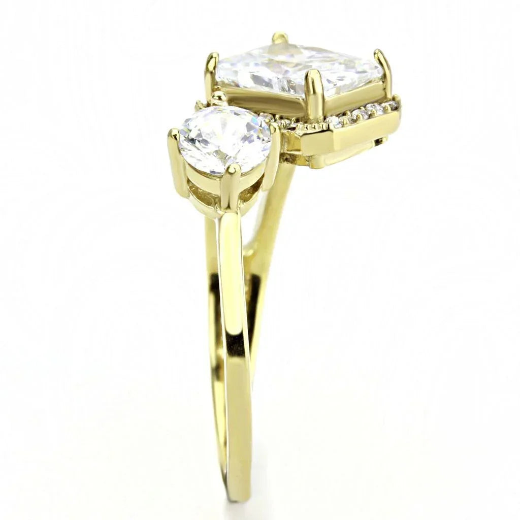 Gold Rings for Women 316L Stainless Steel DA173 - AAA Grade Cubic Zirconia in Clear - Jewelry Store by Erik Rayo