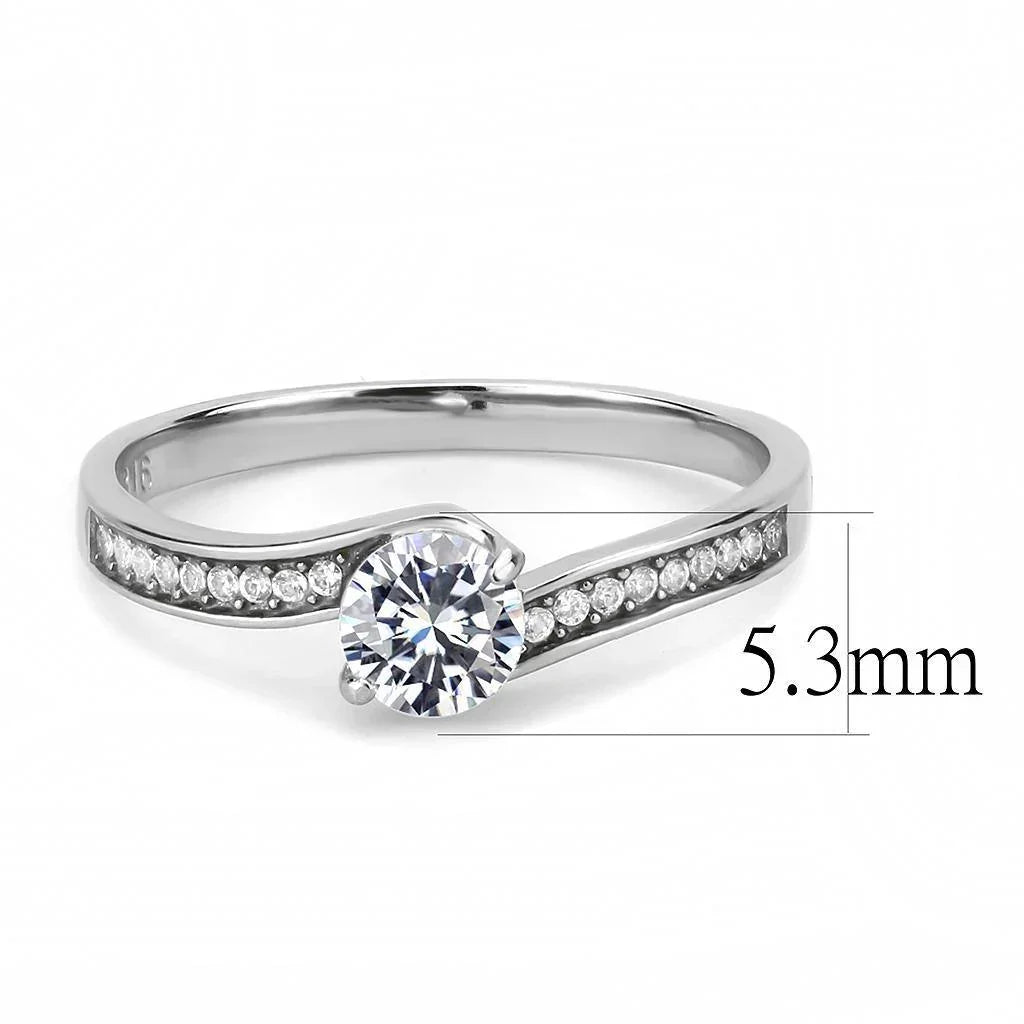 Silver Rings for Women 316L Stainless Steel DA233 - AAA Grade Cubic Zirconia in Clear - Jewelry Store by Erik Rayo