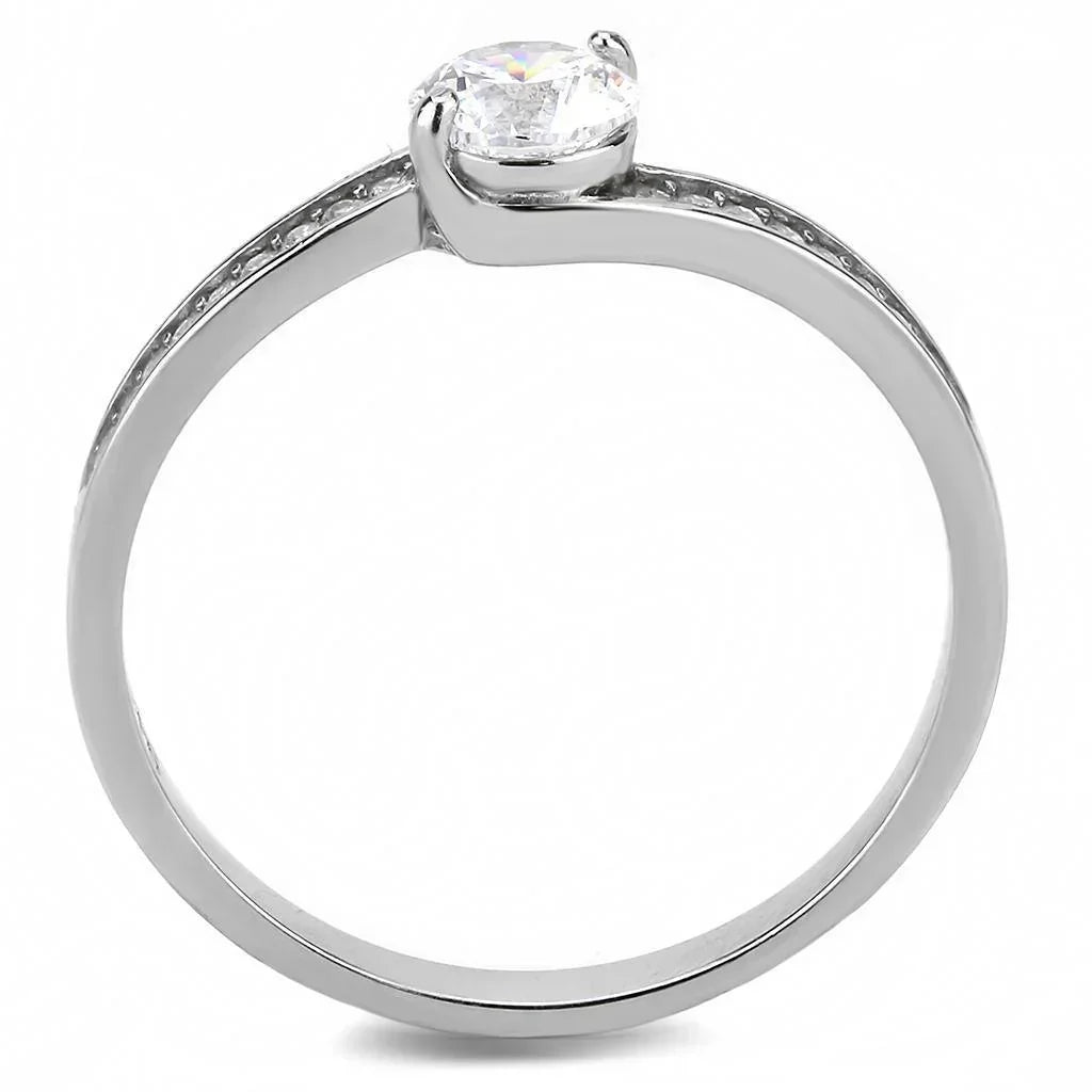Silver Rings for Women 316L Stainless Steel DA233 - AAA Grade Cubic Zirconia in Clear - Jewelry Store by Erik Rayo