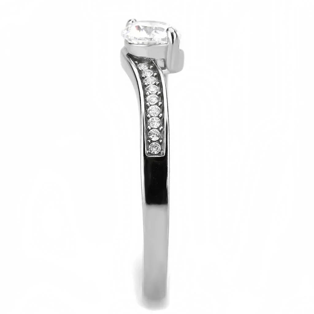 Silver Rings for Women 316L Stainless Steel DA233 - AAA Grade Cubic Zirconia in Clear - Jewelry Store by Erik Rayo