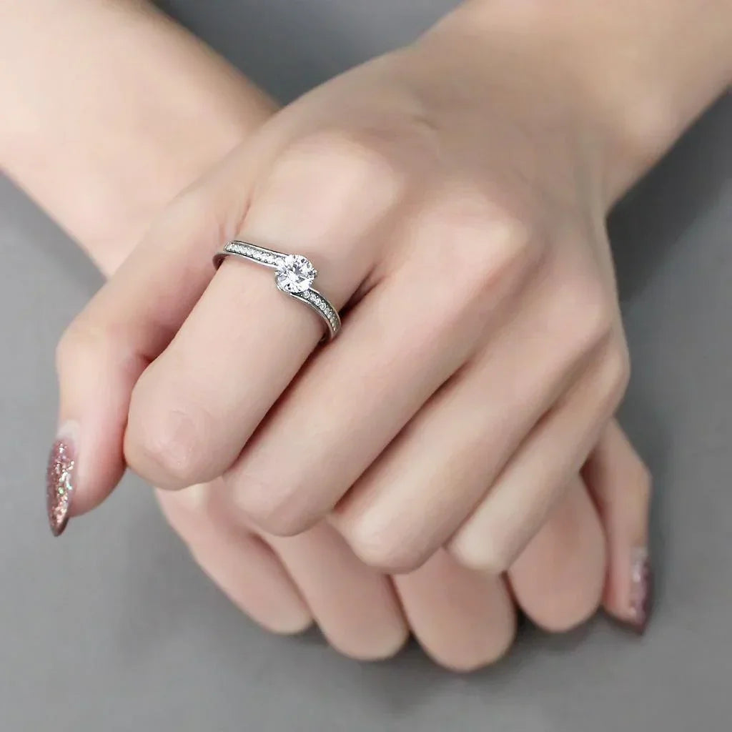 Silver Rings for Women 316L Stainless Steel DA233 - AAA Grade Cubic Zirconia in Clear - Jewelry Store by Erik Rayo