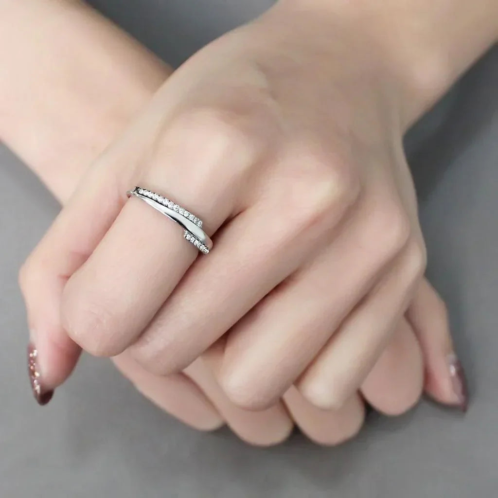 Silver Rings for Women 316L Stainless Steel DA234 - AAA Grade Cubic Zirconia in Clear - Jewelry Store by Erik Rayo
