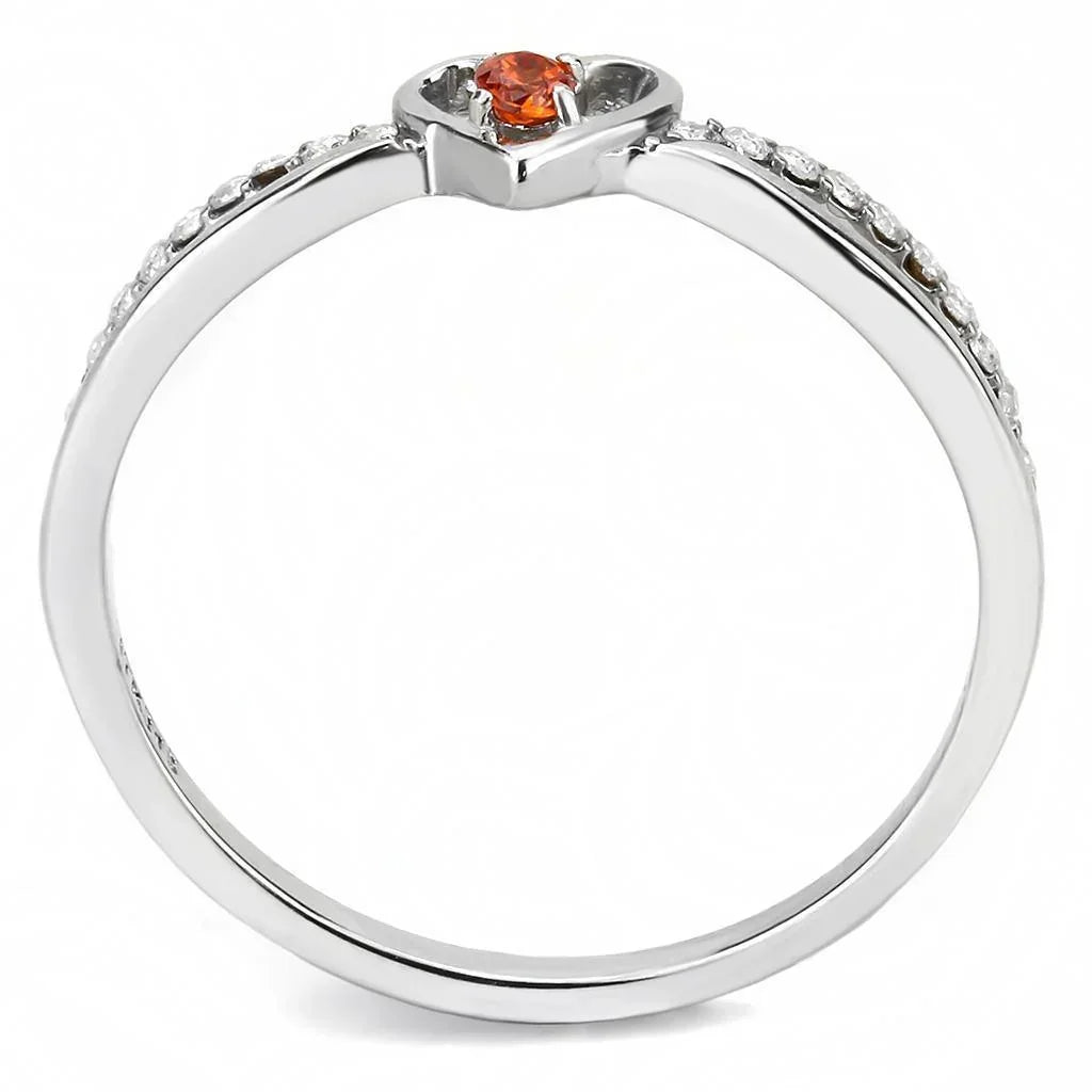 Silver Rings for Women 316L Stainless Steel DA235 - AAA Grade Cubic Zirconia in Orange - Jewelry Store by Erik Rayo