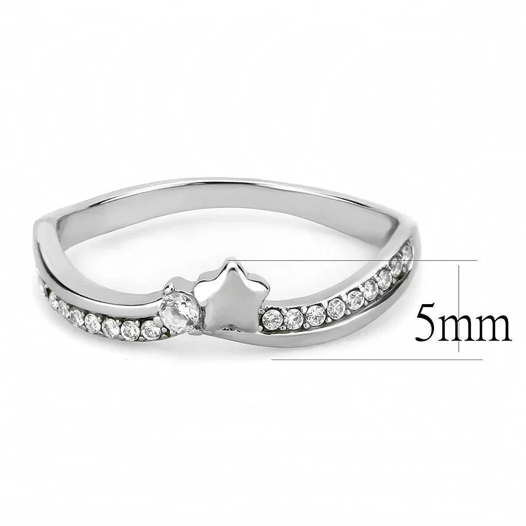 Silver Rings for Women 316L Stainless Steel DA236 - AAA Grade Cubic Zirconia in Clear - Jewelry Store by Erik Rayo