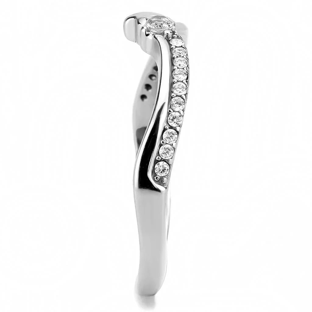 Silver Rings for Women 316L Stainless Steel DA236 - AAA Grade Cubic Zirconia in Clear - Jewelry Store by Erik Rayo