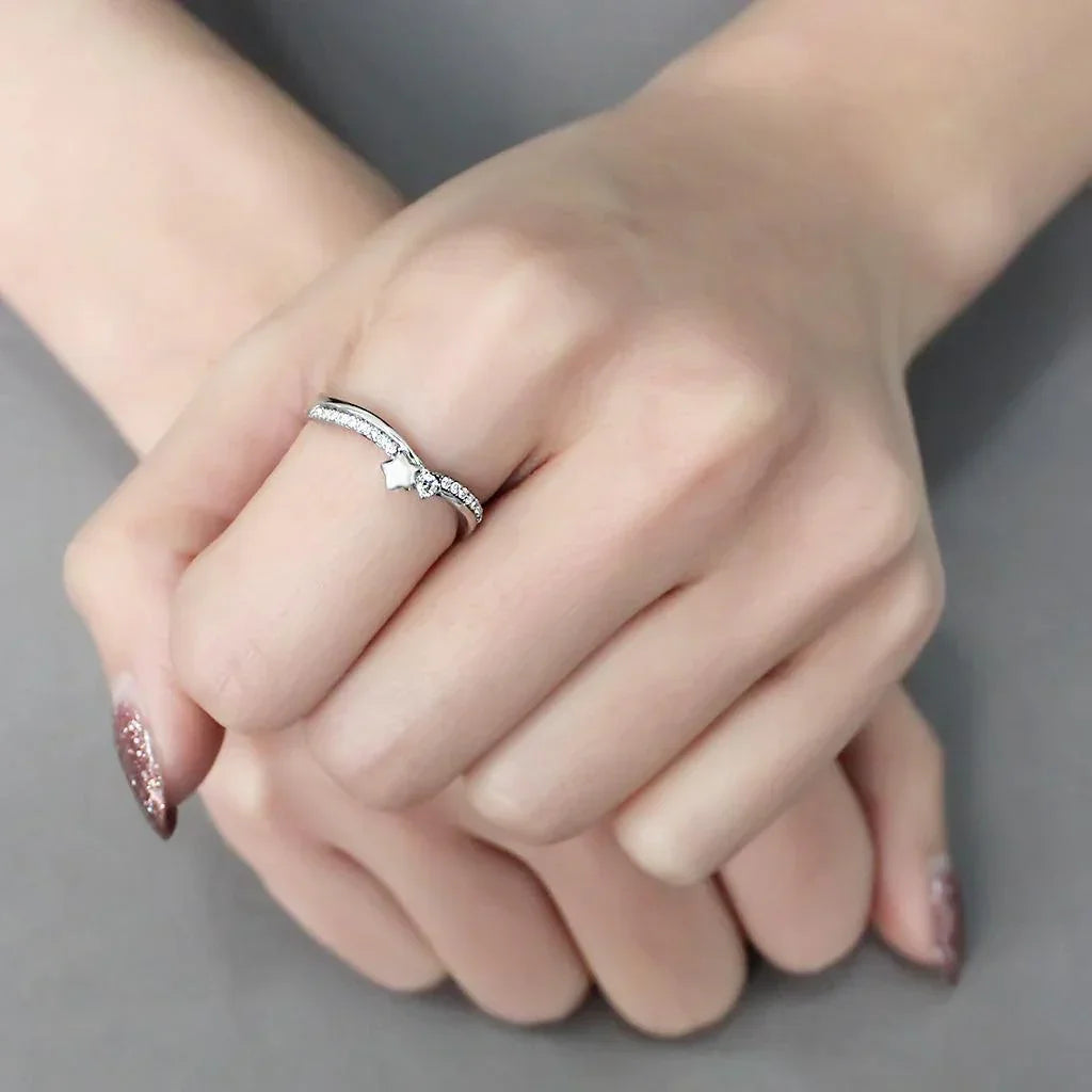 Silver Rings for Women 316L Stainless Steel DA236 - AAA Grade Cubic Zirconia in Clear - Jewelry Store by Erik Rayo