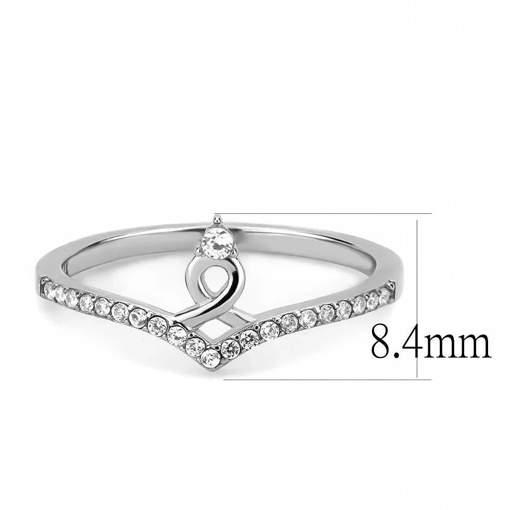 Silver Rings for Women 316L Stainless Steel DA237 - AAA Grade Cubic Zirconia in Clear - Jewelry Store by Erik Rayo