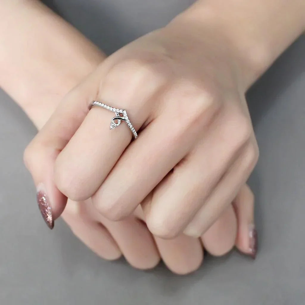 Silver Rings for Women 316L Stainless Steel DA237 - AAA Grade Cubic Zirconia in Clear - Jewelry Store by Erik Rayo