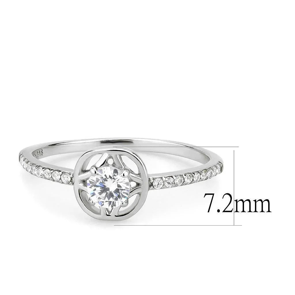 Silver Rings for Women 316L Stainless Steel DA238 - AAA Grade Cubic Zirconia in Clear - Jewelry Store by Erik Rayo
