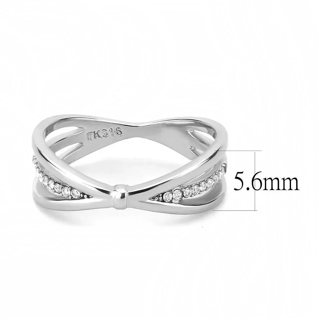 Silver Rings for Women 316L Stainless Steel DA239 - AAA Grade Cubic Zirconia in Clear - Jewelry Store by Erik Rayo