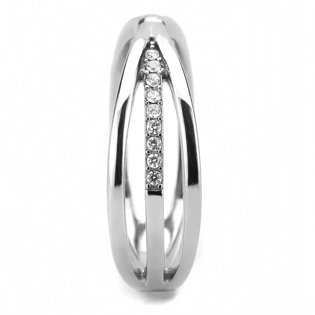 Silver Rings for Women 316L Stainless Steel DA239 - AAA Grade Cubic Zirconia in Clear - Jewelry Store by Erik Rayo