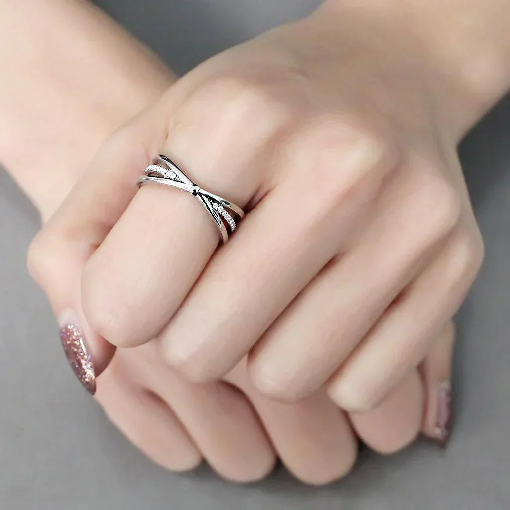 Silver Rings for Women 316L Stainless Steel DA239 - AAA Grade Cubic Zirconia in Clear - Jewelry Store by Erik Rayo