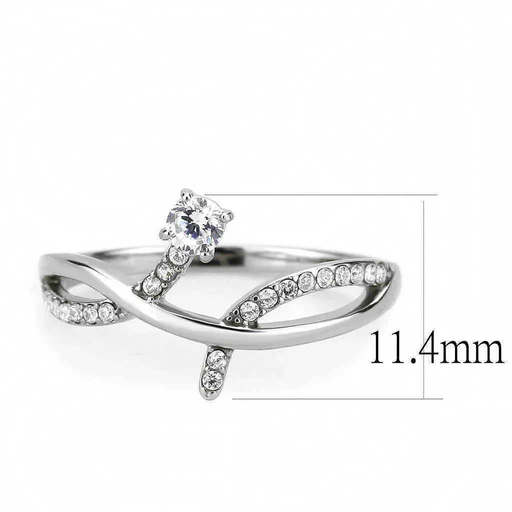 Silver Rings for Women 316L Stainless Steel DA240 - AAA Grade Cubic Zirconia in Clear - Jewelry Store by Erik Rayo